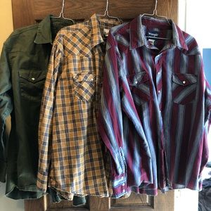 3x Wrangler Wester Shirts, Long Sleeve 2XL